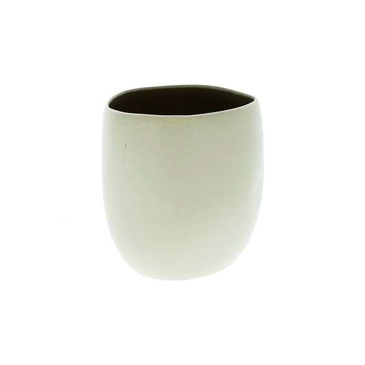 Tall Ceramic Tealight Vase - White/Taupe