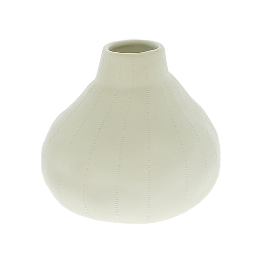 Hand-cast Matte Bulb Ceramic Vase - White