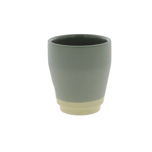 Part-dipped Grey Stoneware Ceramic Vase - Cup