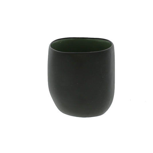 Tall Ceramic Tealight Vase - Black/Green