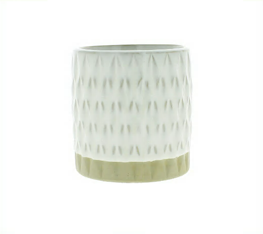 Textured Small Ceramic Vase - White Dip