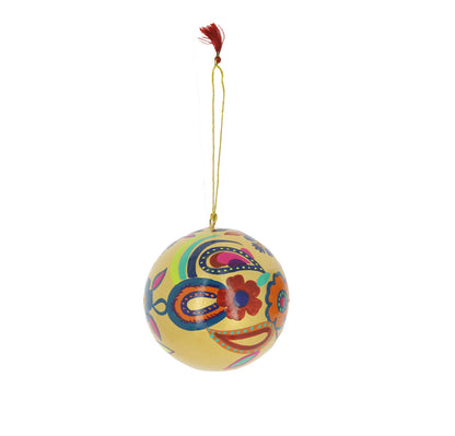 Gold Paper Mache Bauble with Paisley Design
