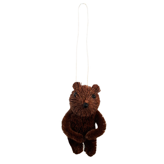 Wooden Bristle Bear Decoration - Brown