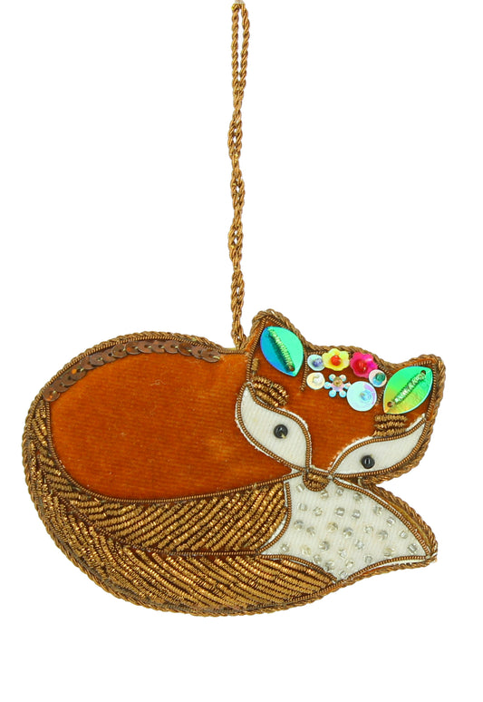 Floral Fox Sparkle Decoration