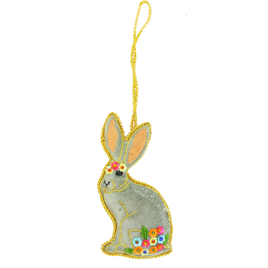 Floral Hare Sparkle Decoration