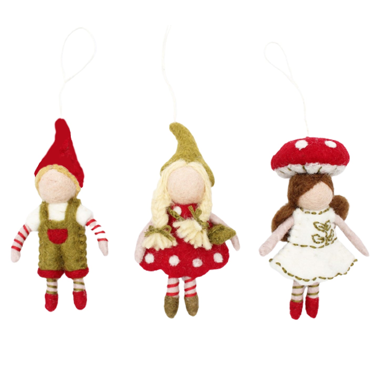 Christmas Woodland Pixie Decorations - Set of 3