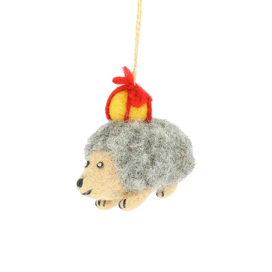 Hedgehog with Present Hanging Decoration