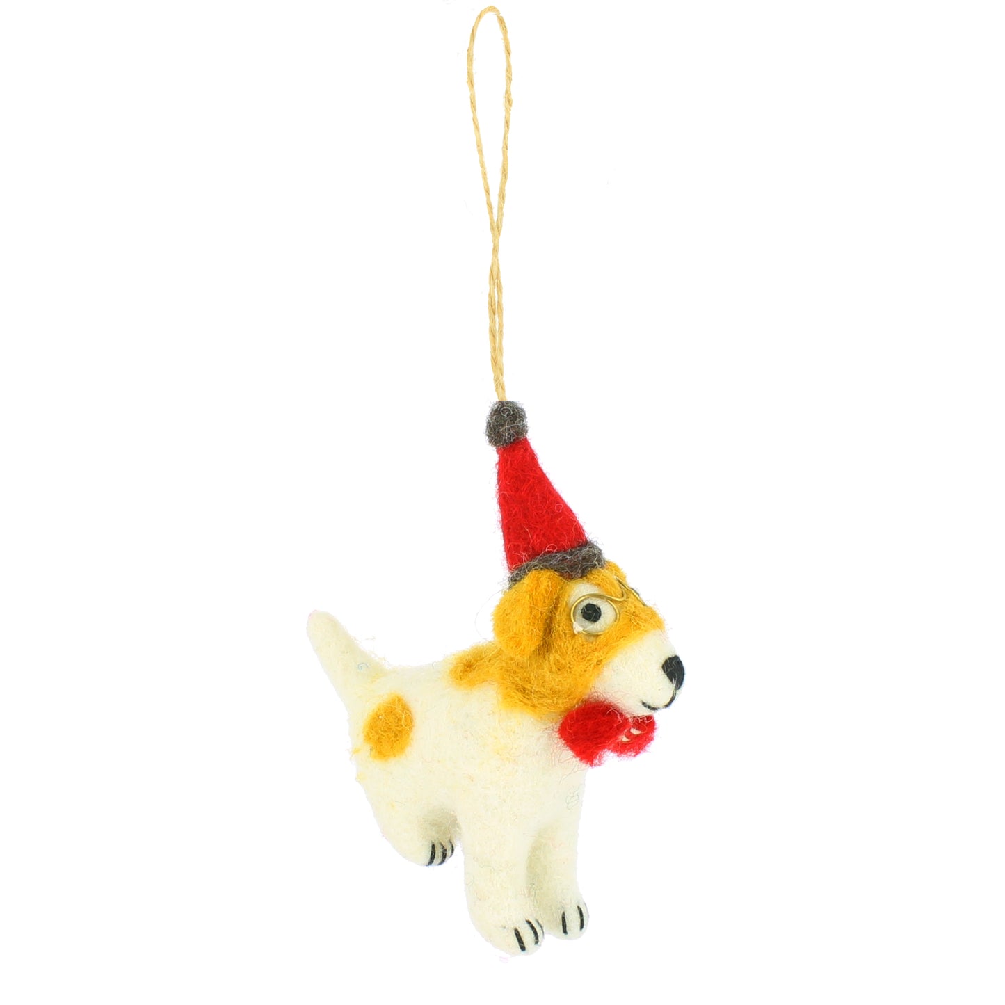 Christmas Dog with Hat and Bowtie Hanging Decoration