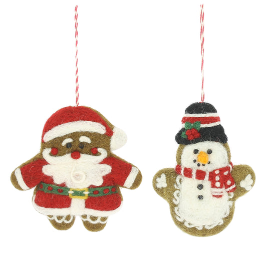 Gingerbread Santa and Snowman Hanging Decoration