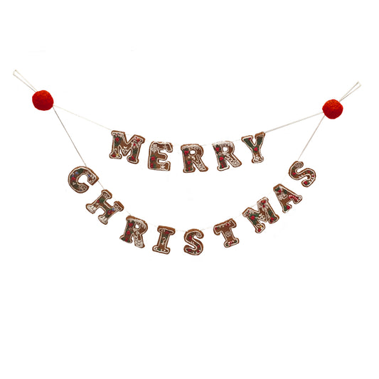 Gingerbread Merry Christmas Banner Garland