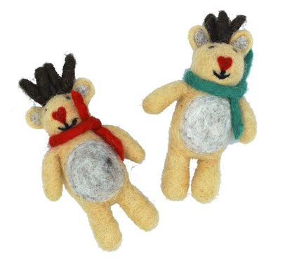 Christmas Reindeer with Scarves Decorations - Set of 2