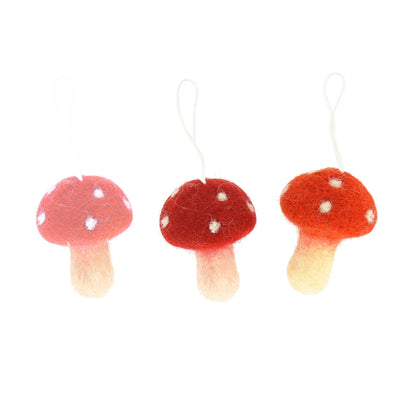 Christmas Toadstool Decorations - Set of 3