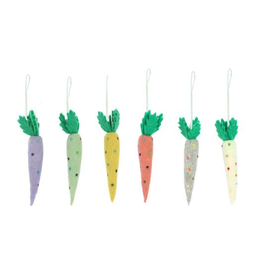 Spotty Carrot Decorations - Set of 6