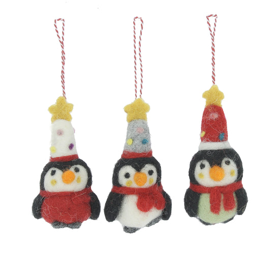 Penguins with Party Hats Hanging Decoration