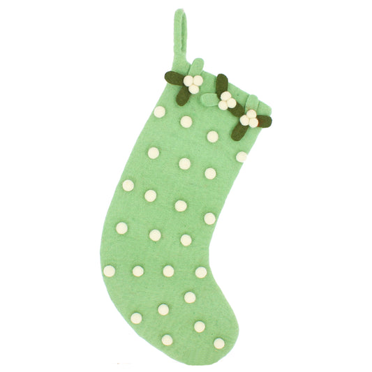 Mistletoe Pom-Pom Spotty Stocking