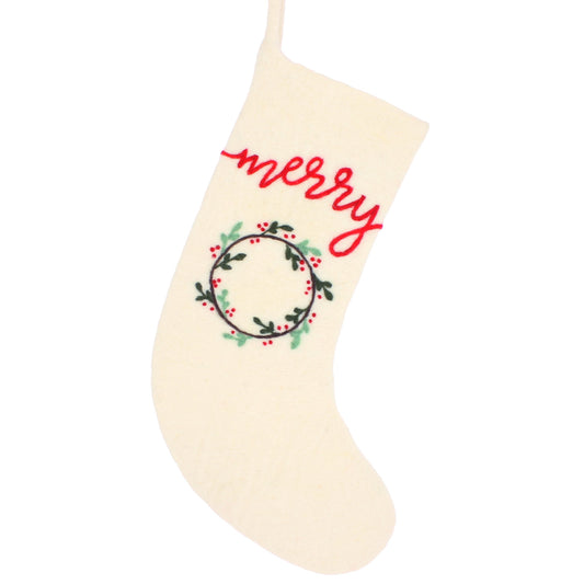 Merry Stocking - Cream