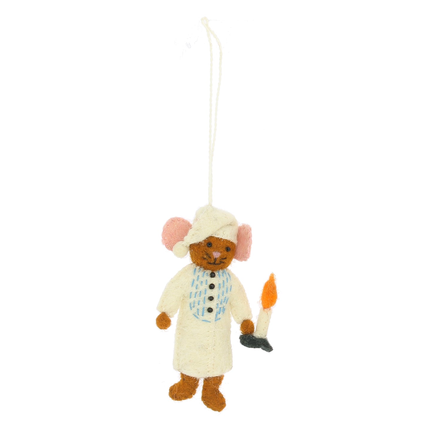 Nightshirt Mouse with Candle Stick Hanging Decoration