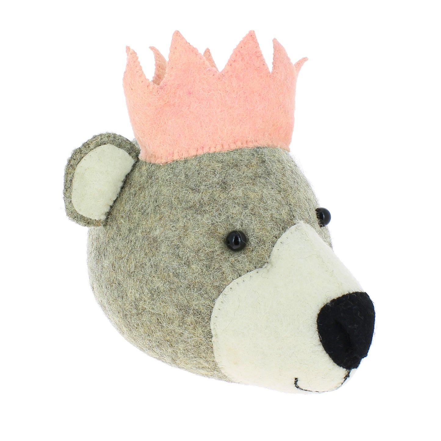 Baby Bear Head with Pink Crown - Mini
