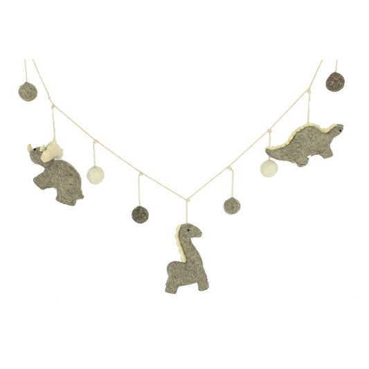 Grey Dinosaur Felt Garland