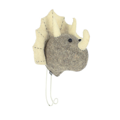 Grey Triceratops Head Coat Hook