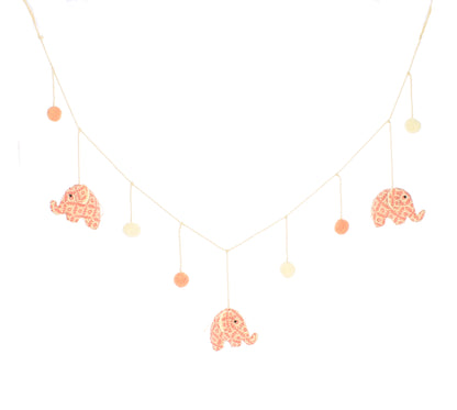 Printed Pink Elephant Felt Garland