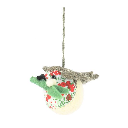 Liberty Mistletoe Hanging Christmas Robin - Small