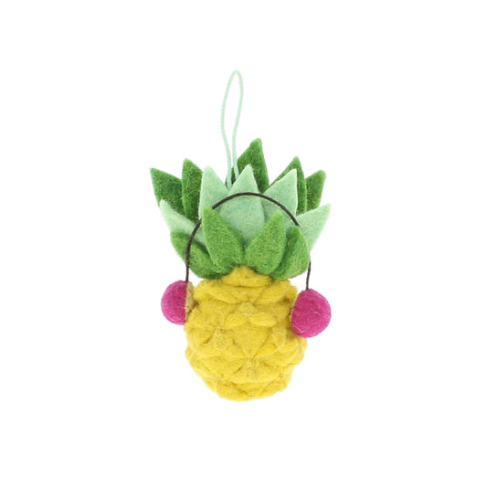 Pineapple with Ear Muffs Hanging Decoration