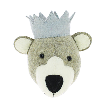 Baby Bear Head with Blue Crown - Mini