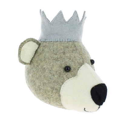 Baby Bear Head with Blue Crown - Mini