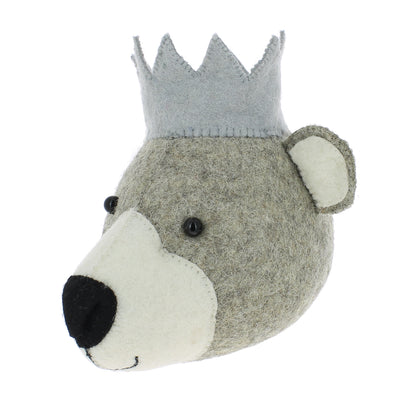 Baby Bear Head with Blue Crown - Mini