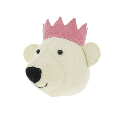 Bear Head with Pink Crown - Mini