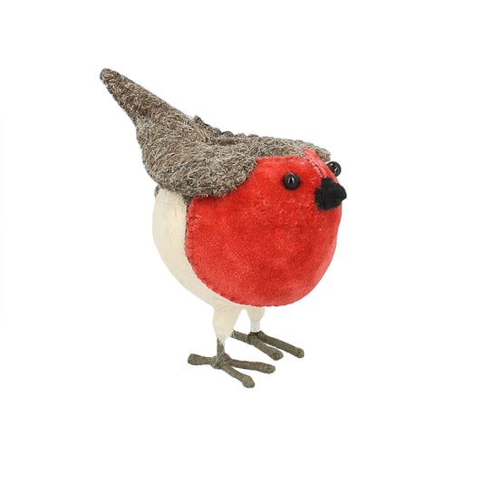 Velvet Standing Christmas Robin - Mini