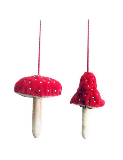 Red Velvet Mushroom Hanging Decorations