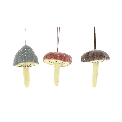 Pastel Velvet Mushroom Hanging Decorations - Set of 3