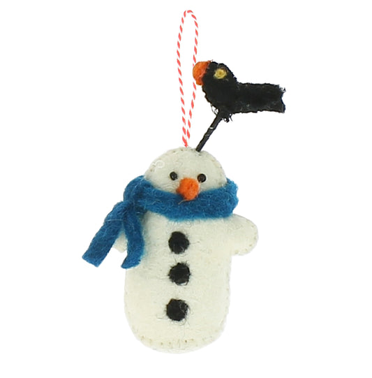 Snowman with Blue Scarf Hanging Decoration