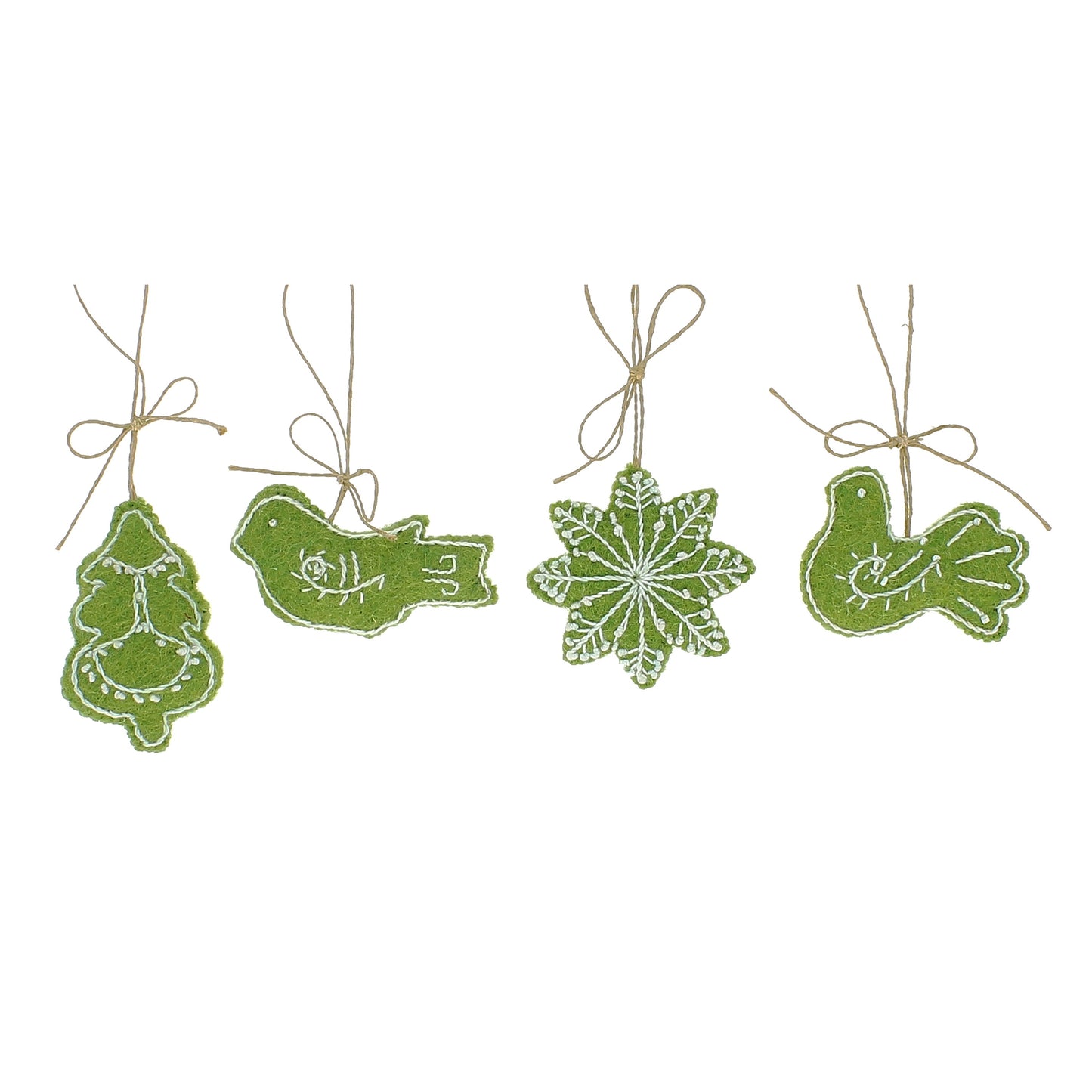 Gingerbread Hanging Decorations - Green - Set of 4