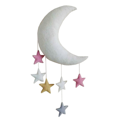 Moon and Stars Wall Decoration - Pink and Grey