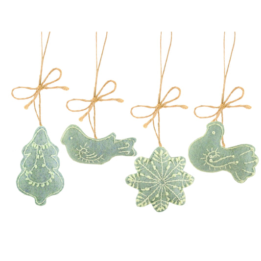 Gingerbread Hanging Decorations - Blue - Set of 4