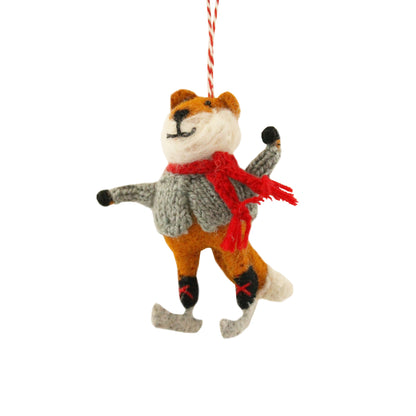 Fox with Skates Hanging Decoration