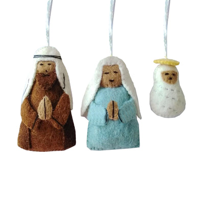 Nativity Decoration Set - Mary, Joseph and Jesus - Set of 3 in Bag