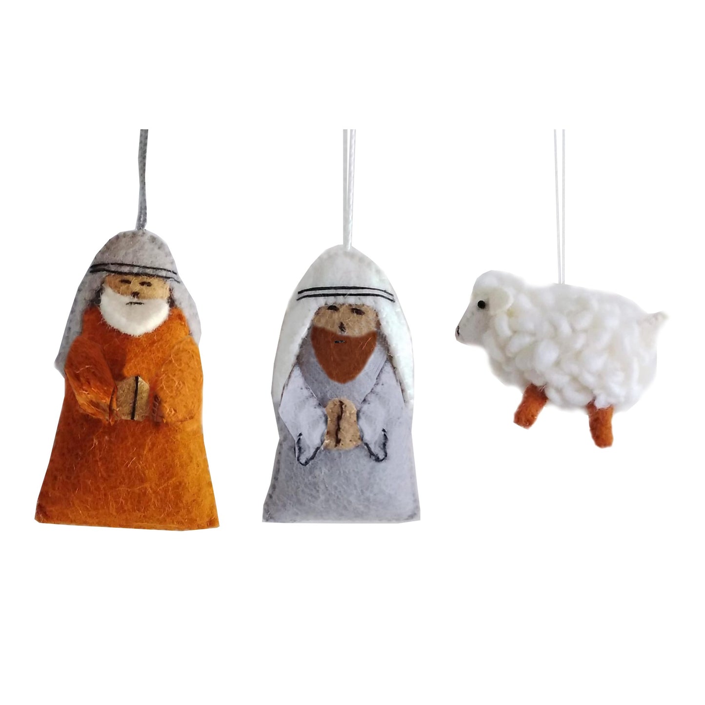 Nativity Decoration Set  - Shepherds and Sheep - Set of 3 in Bag