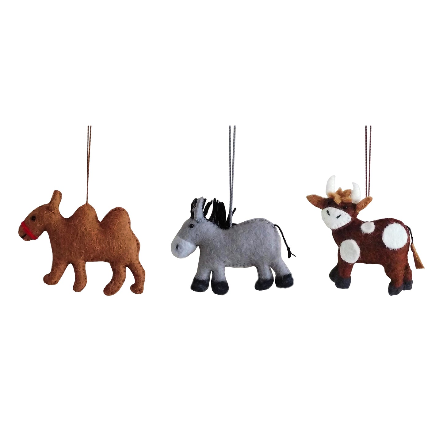 Nativity  Decoration Set - Donkey, Camel and Cow - Set of 3 in Bag