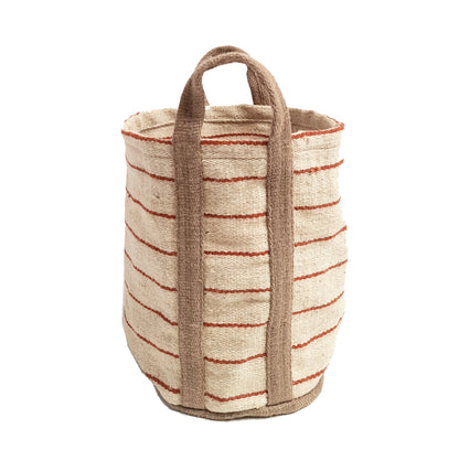 Jute Storage Bag - Beige and Brown Stripe
