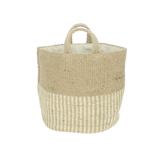 Jute Storage Basket - Natural and Cream Stripe