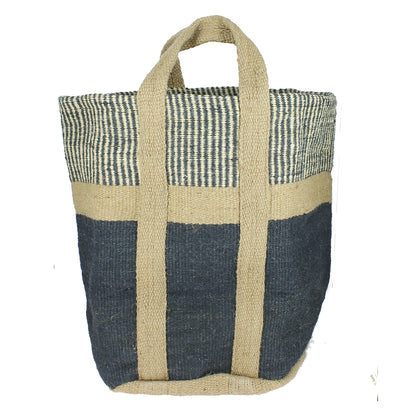 Jute Storage Bag - French Navy and Natural Stripe
