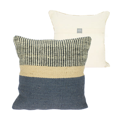 Jute Square Cushion - French Navy and Natural Stripe