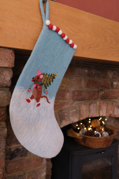 Blue Mouse with Tree Stocking