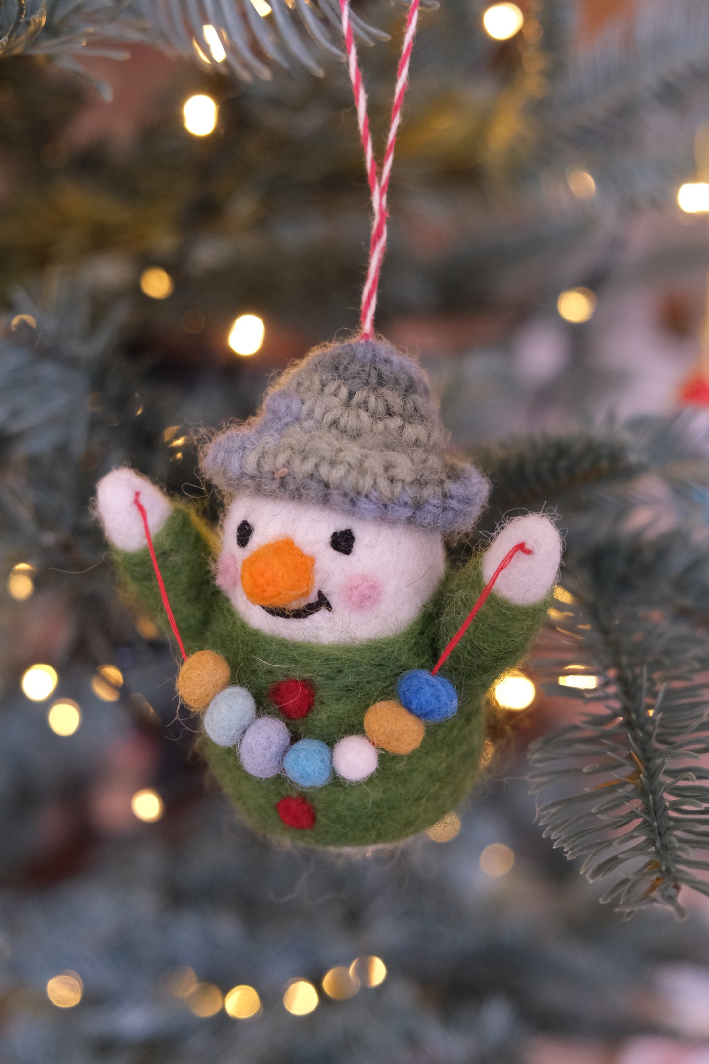 Snowman with Garland Hanging Decoration