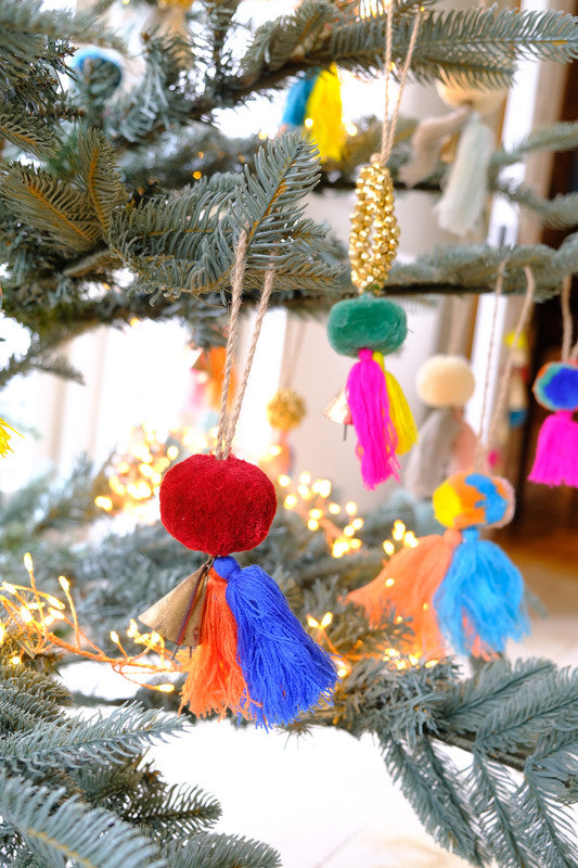 Bright Mini Bell Wreath with Jade Green Pompom and Tassels