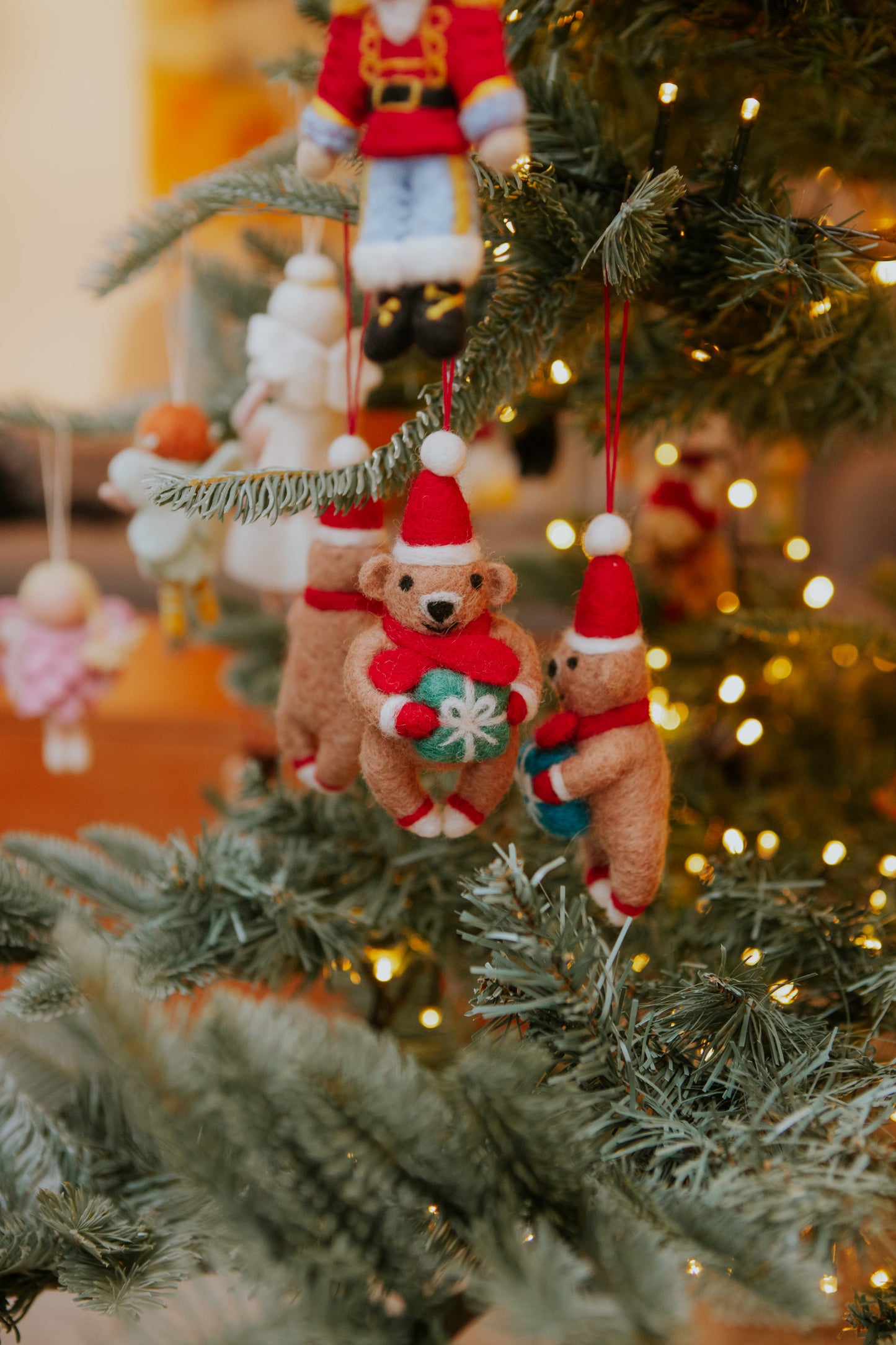 Christmas Bears with Presents Decorations - Set of 3